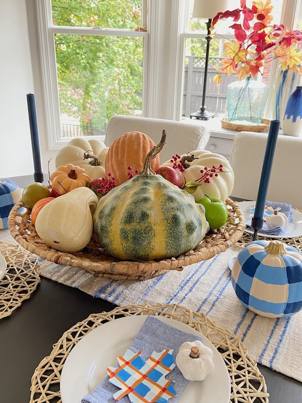 Thanksgiving Centerpiece with Pumpkins and Gourds