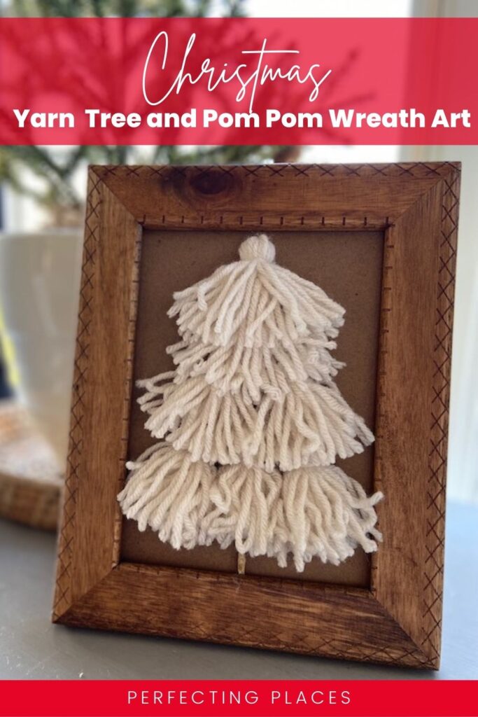 DIY Yarn Christmas Tree Art and Pom Pom Christmas Crafts