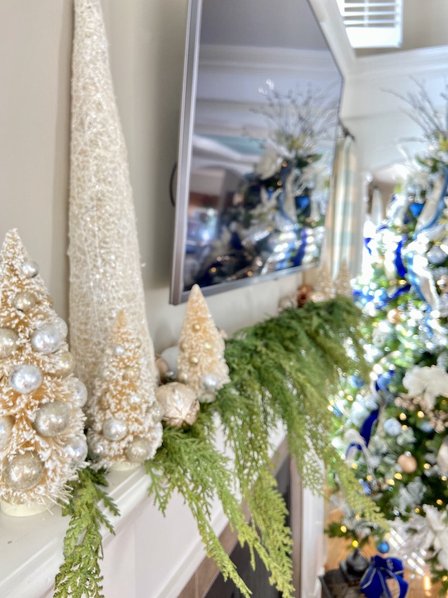 Decorate with Bottle Brush Trees --Christmas Mantel