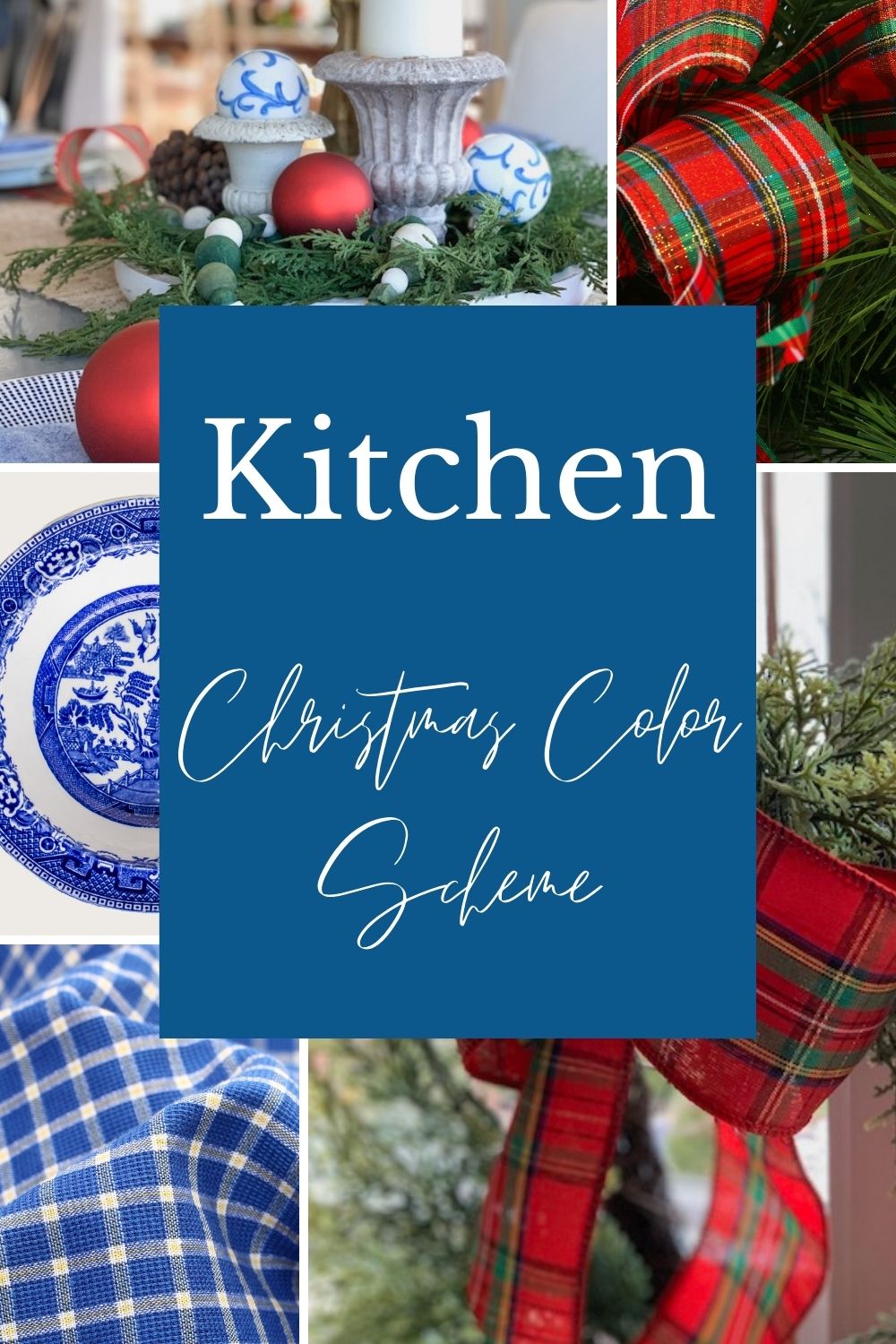 Red Tartan Plaid and Blue Christmas Theme in the Kitchen 