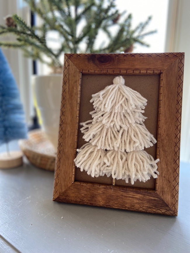 Neutral Yarn Tassel Christmas Tree Art