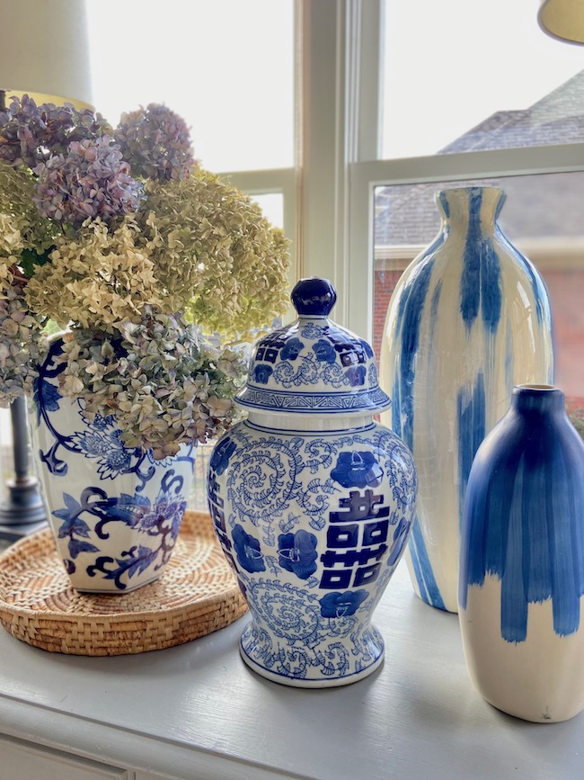 Blue and White Ginger Jars on Buffet