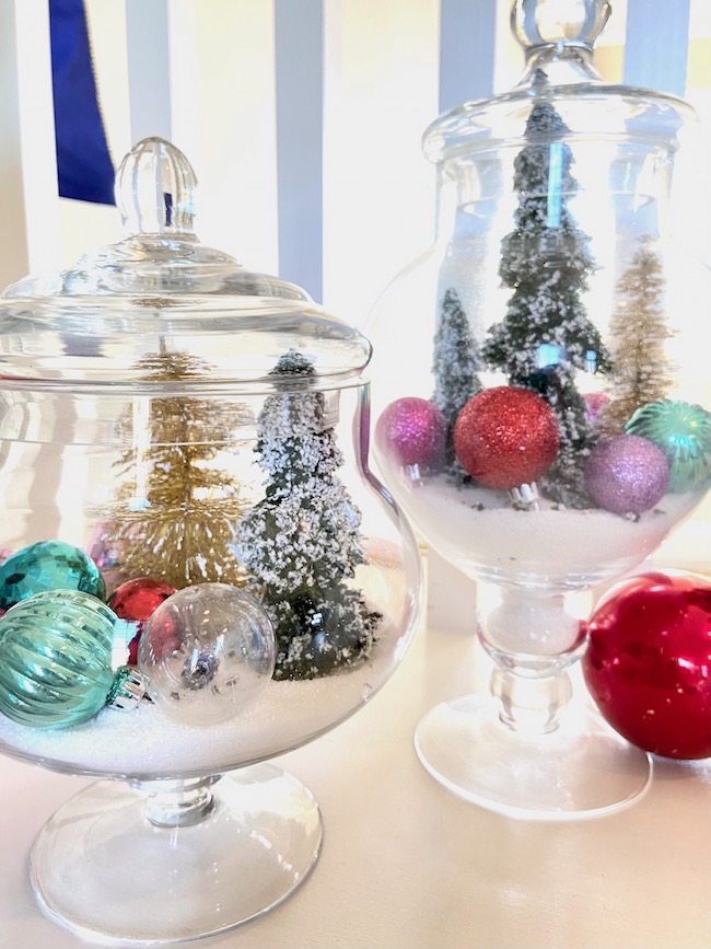 Apothecary Jars with Bottle Brush Trees