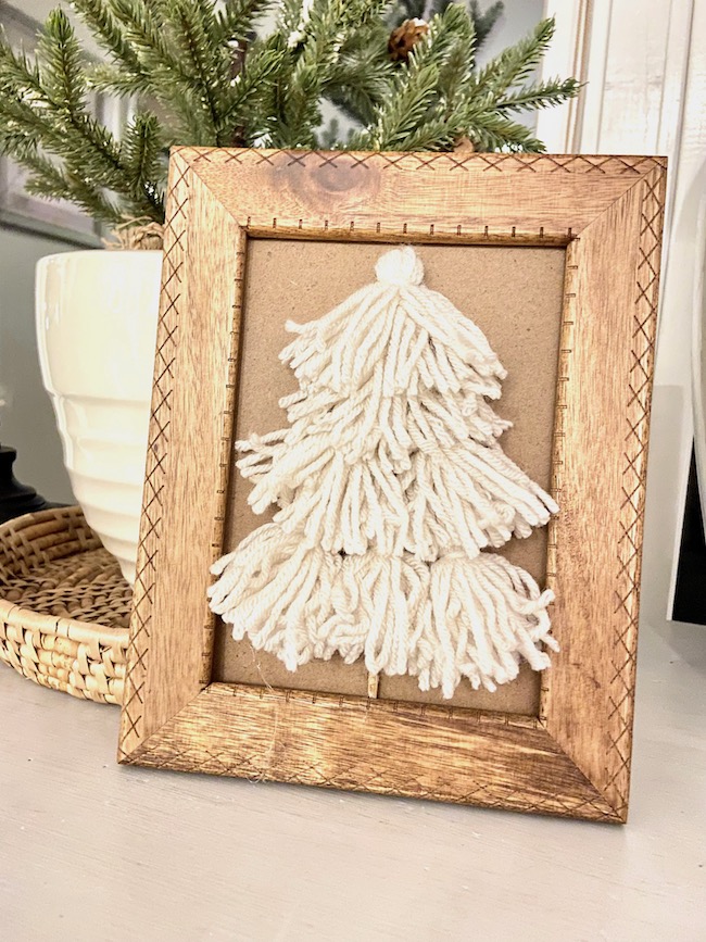 Framed Yarn Tassel Christmas Tree