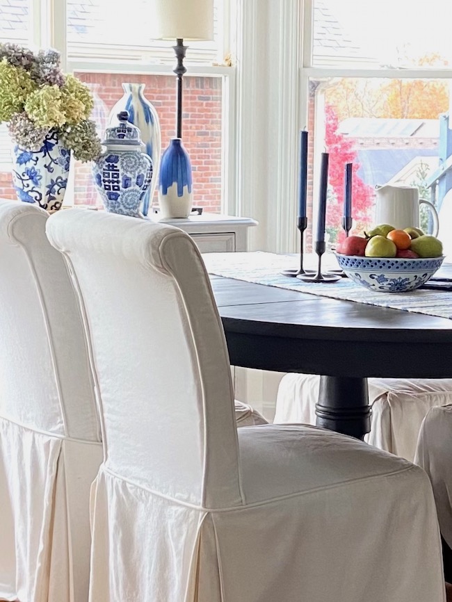 Slipcovered Dining Chairs in Kitchen