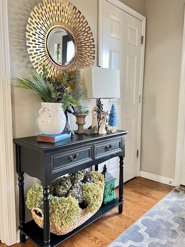 Foyer Decorated for Christmas