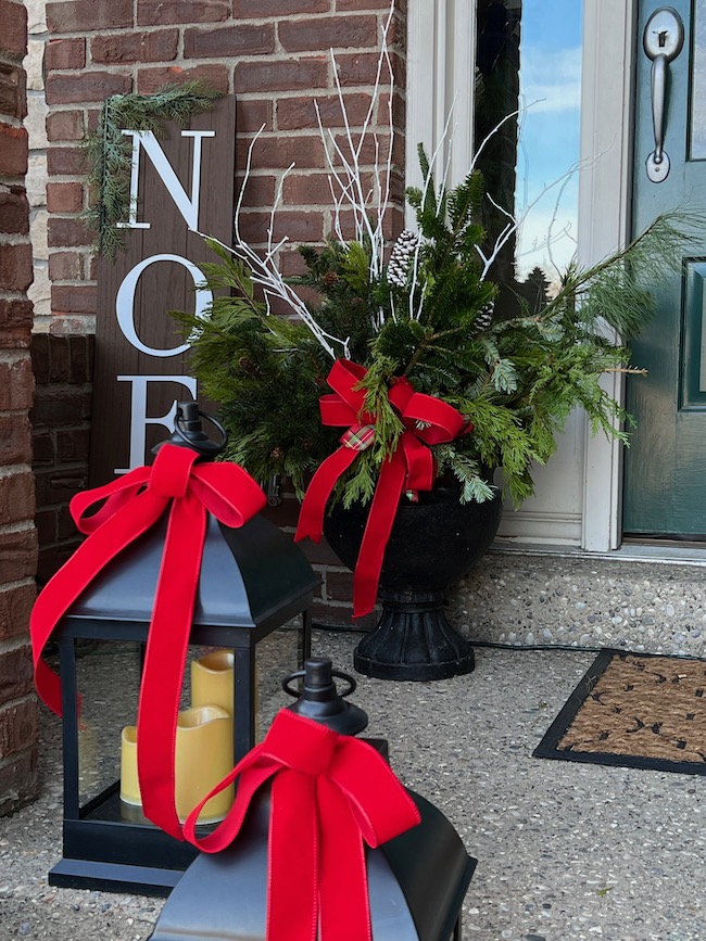 Christmas Front Porch Greenery Pots