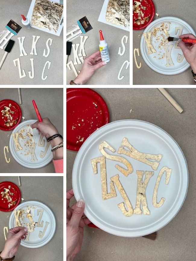 DIY Gold Leaf Initial Chrismas Ornaments