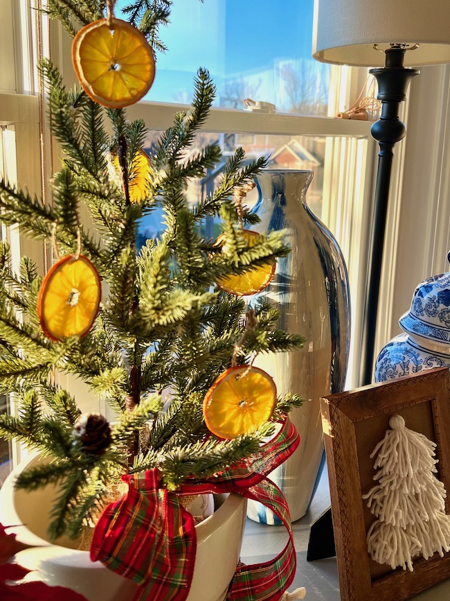 Dried Oranges in Tabletop Christmas Tree