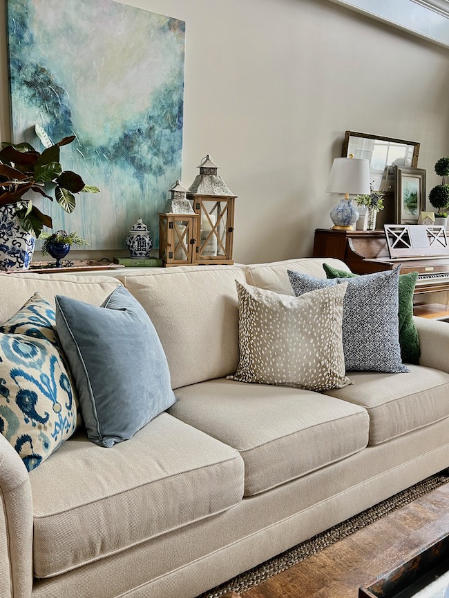 Sofa with Antelope Print Pillow