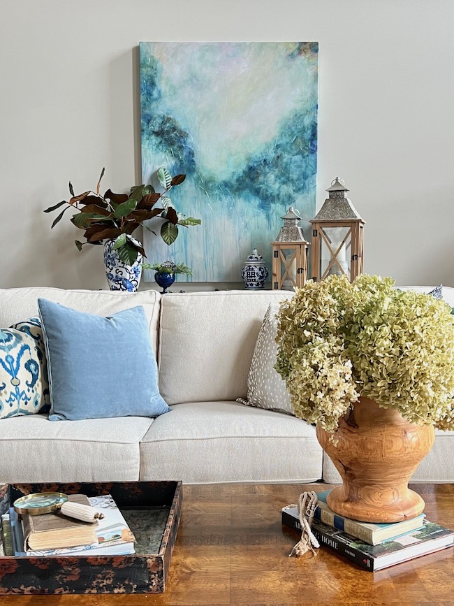 Sofa and Dried Hydrangeas