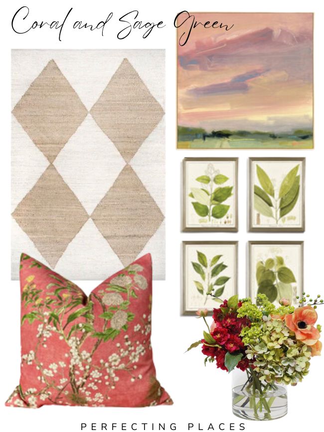 Sage Green and Coral Decor Accessories