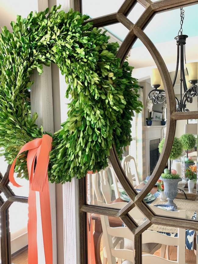Spring Decorating Ideas with a Boxwood Wreath