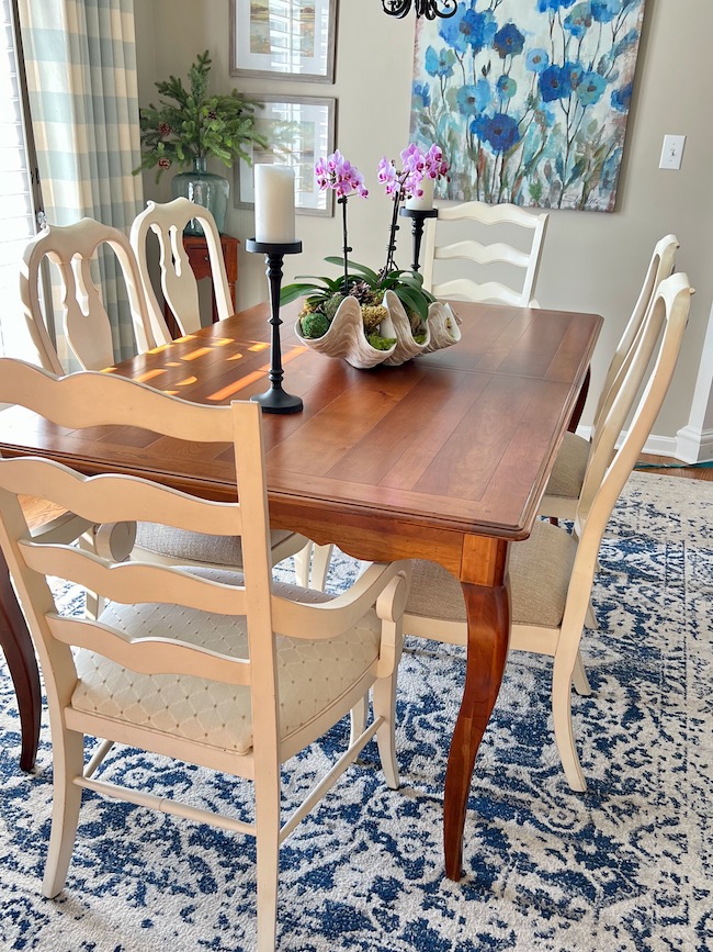 Orchid Centerpiece on Dining Room Table