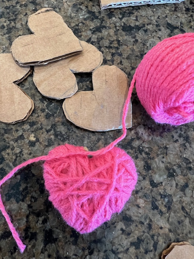 Pink Yarn-Wrapped Hearts