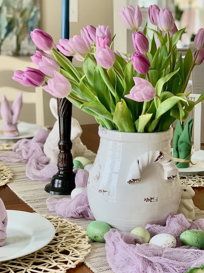 Spring Decor Ideas - A Purple Tulip Centerpiece