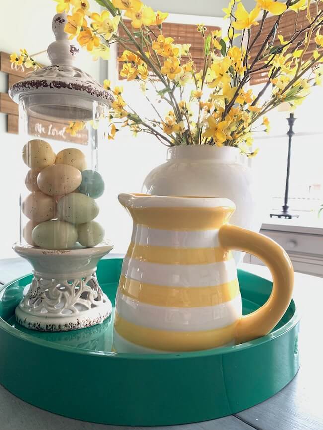 Spring Decorating with Eggs and Forsythia