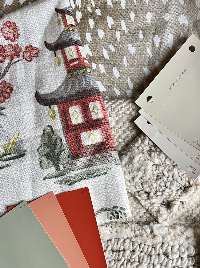 Coral and Sage Green with Warm Neutral Paint Colors