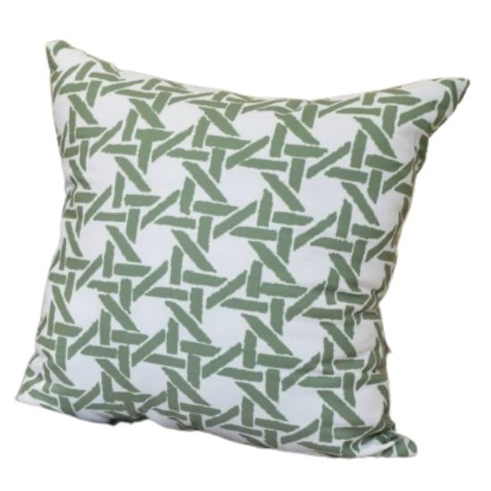 Green and White Lattice Print Pillow