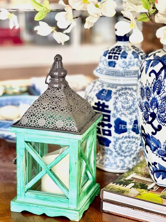 Spring Blue and White and Green Decor