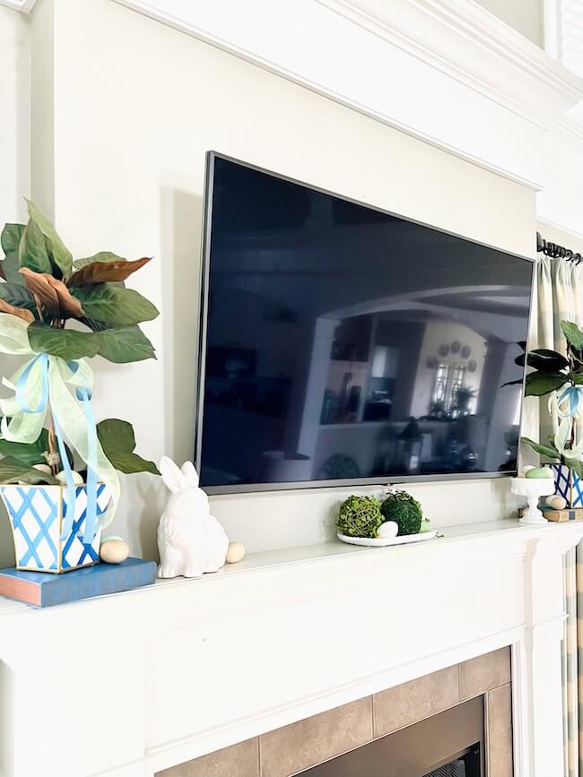 Spring Mantel Decor with TV