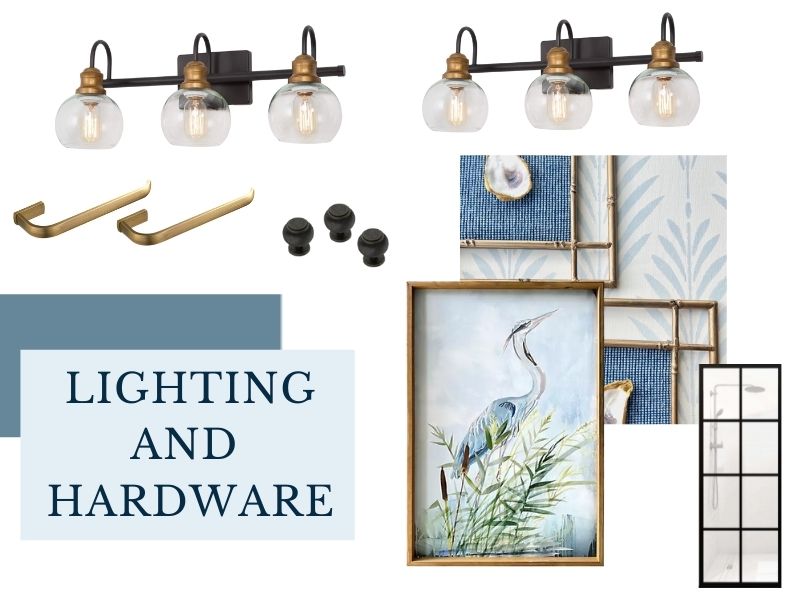 One Room Challenge Bathroom Lighting and Hardware Choices