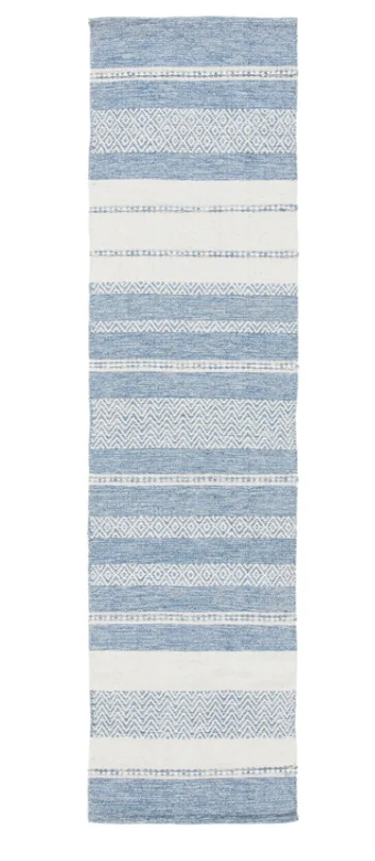 Wayfair blue and white striped Rug Runner