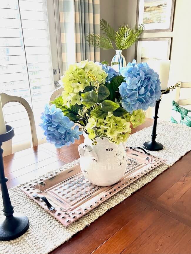 Summer Decorating with Hydrangea Centerpiece