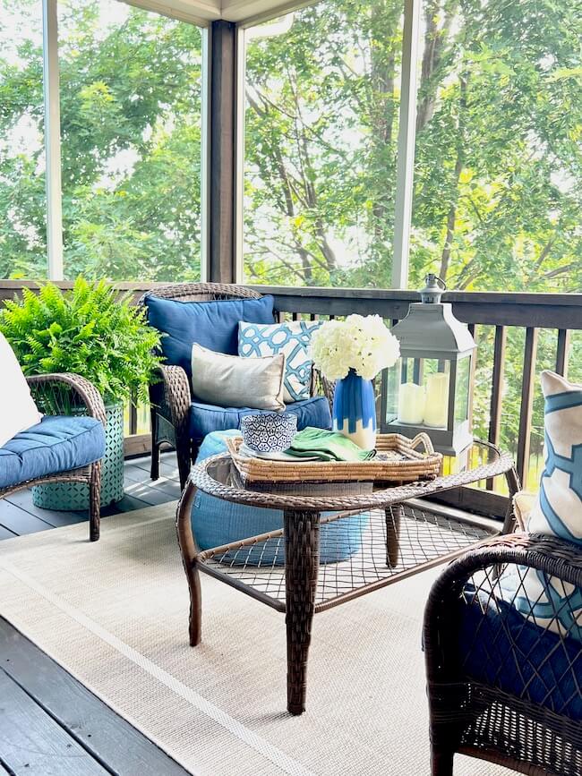 Ideas for Outdoor Living and Outdoor Entertaining -- small screen porch decorating ideas