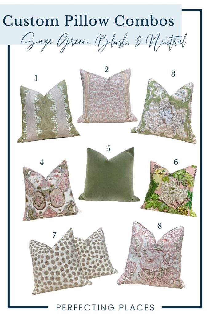 Sage Green, Pink, and Warm Neutral Pillow Combos