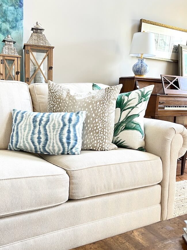 Budget-Friendly Blue and Green Throw Pillows for Summer - Perfecting Places