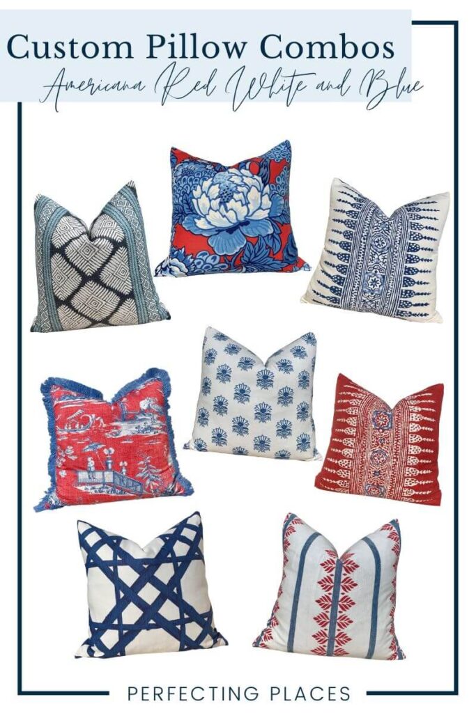 Red white best sale blue pillows