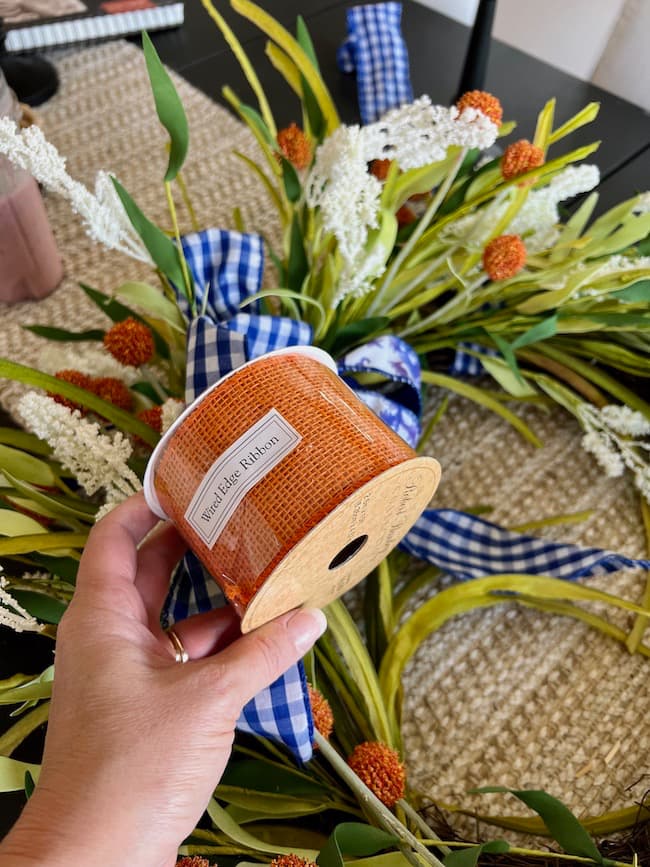 Orange Burlap Ribbon for Fall Wreath