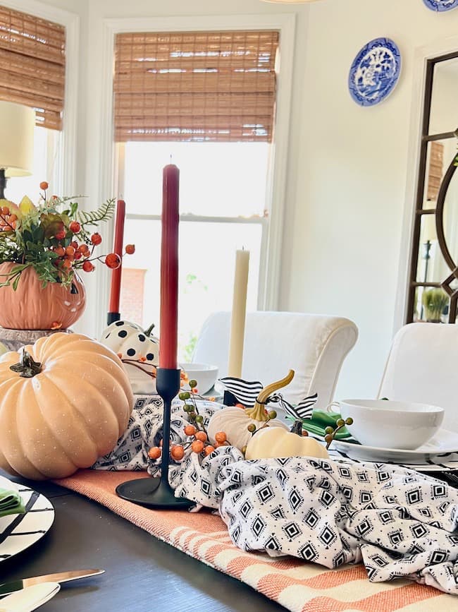 Orange, Black, and White Table for Halloween