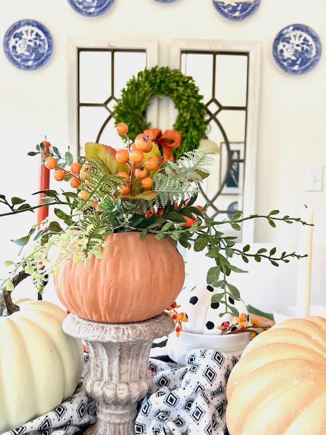 Pumpkin Centerpiece on Table