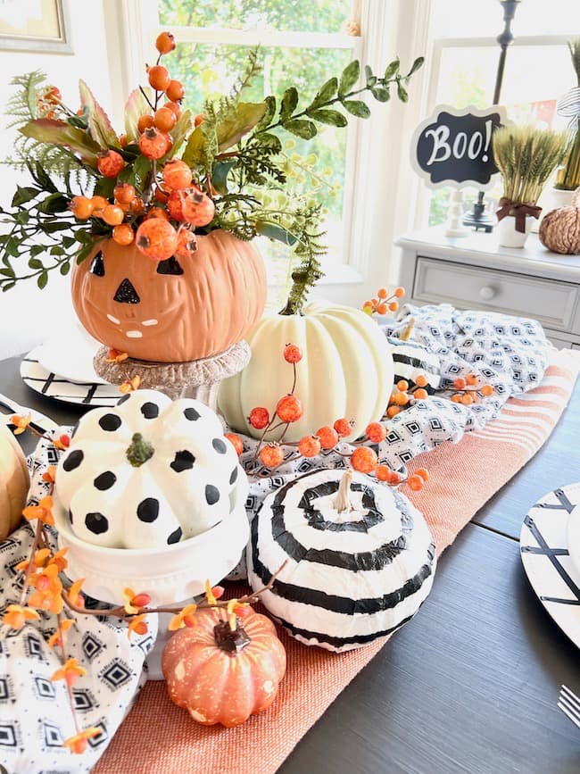 Black and Gold Halloween Tablescape - Bluesky at Home