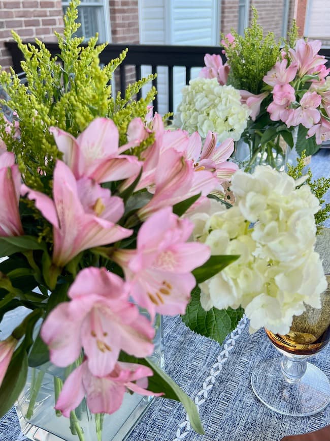 Pink Alstroemeria and White Hydrangea Centerpiece