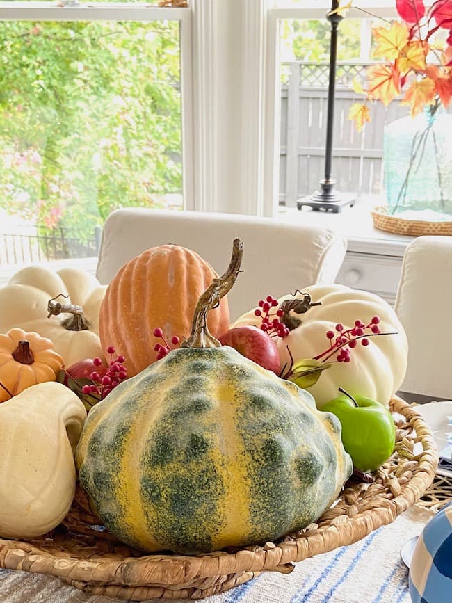 Basket of pumpkins on Kitchen table