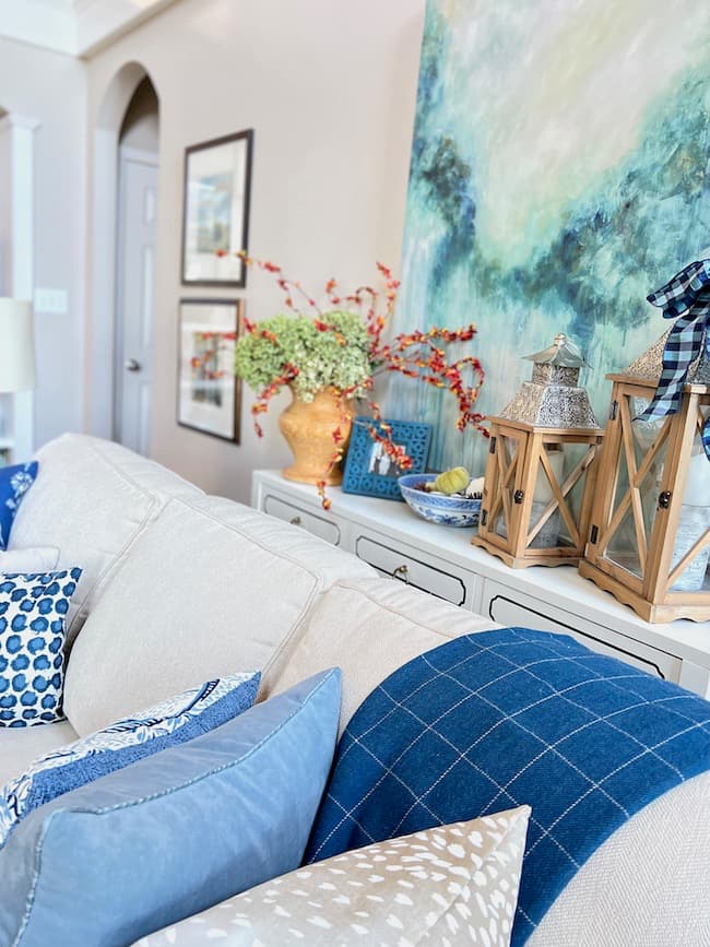 Fall Decorating with Blue and White