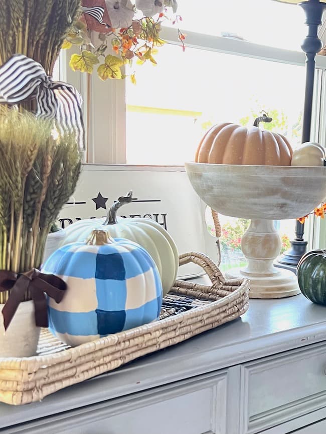 Fall Decorating with Blue and White