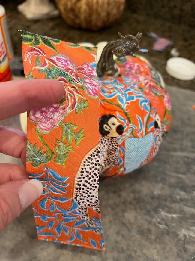 Making decoupage pumpkins