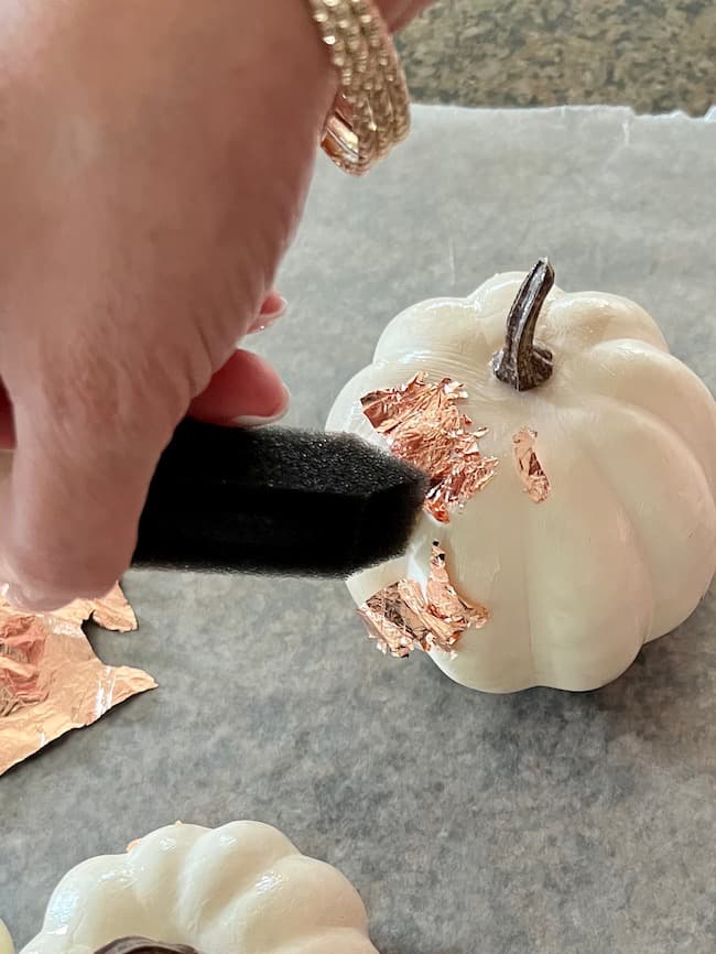 How to Make Rose Gold leaf pumpkins