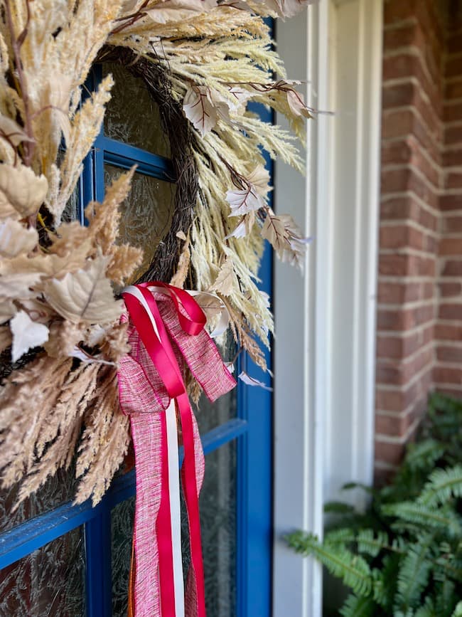 Pampas Wreath on Blue Door