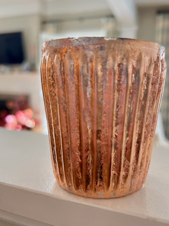 DIY Rose Gold Leaf Candle Holder