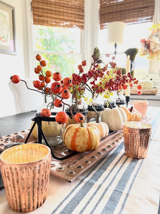 Fall Centerpiece with Rose Gold candle holders