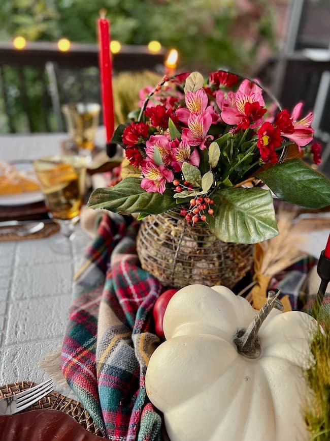 Thanksgiving Table with plaid table runner