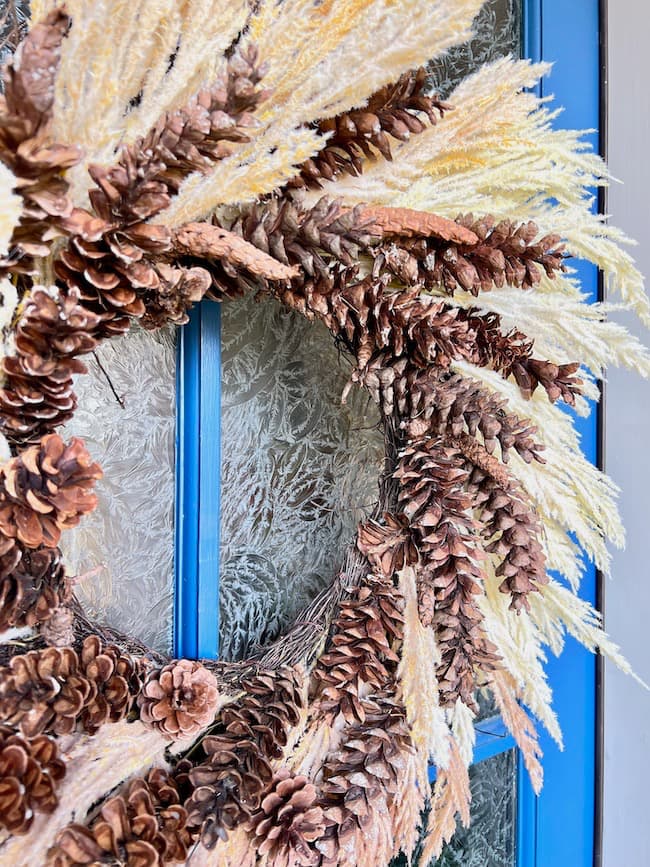 Wreath made with pinecones for fall