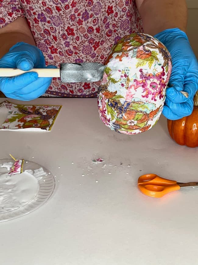 Make an Elegant Decoupage Pumpkin with Chinoiserie Printed Napkins -  Perfecting Places