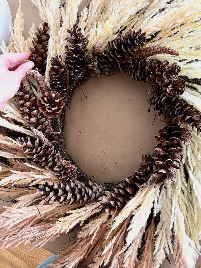 Add Pinecones to Wreath