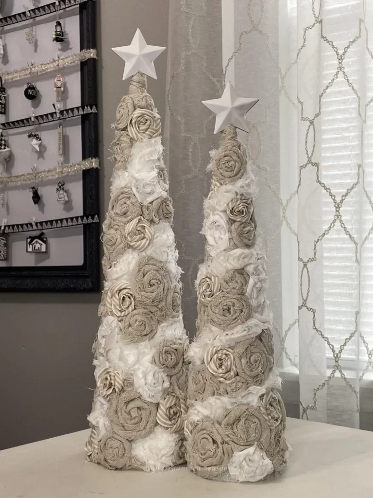 Vintage Fabric flower cone Christmas tree